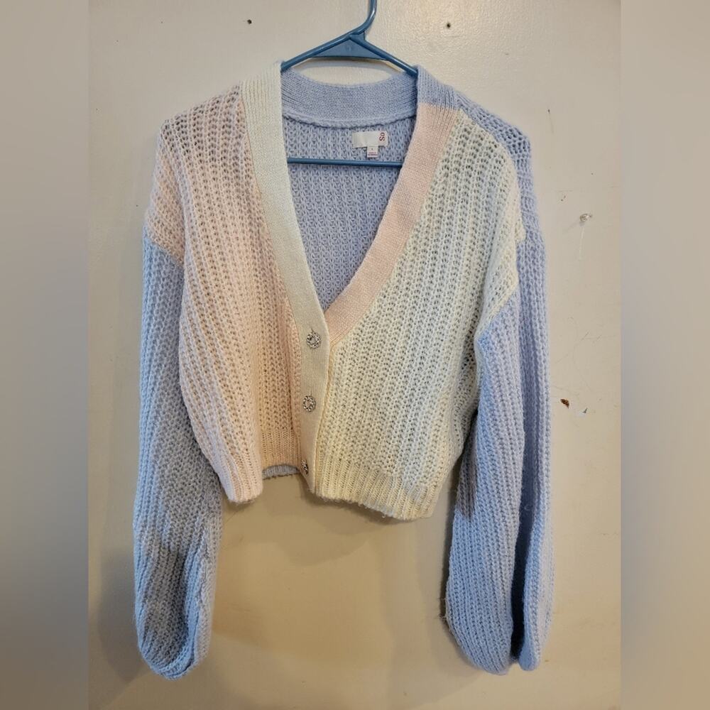 Juniors  So 3 toned 3 Buttoned V-neck Sweater  Sweater Large